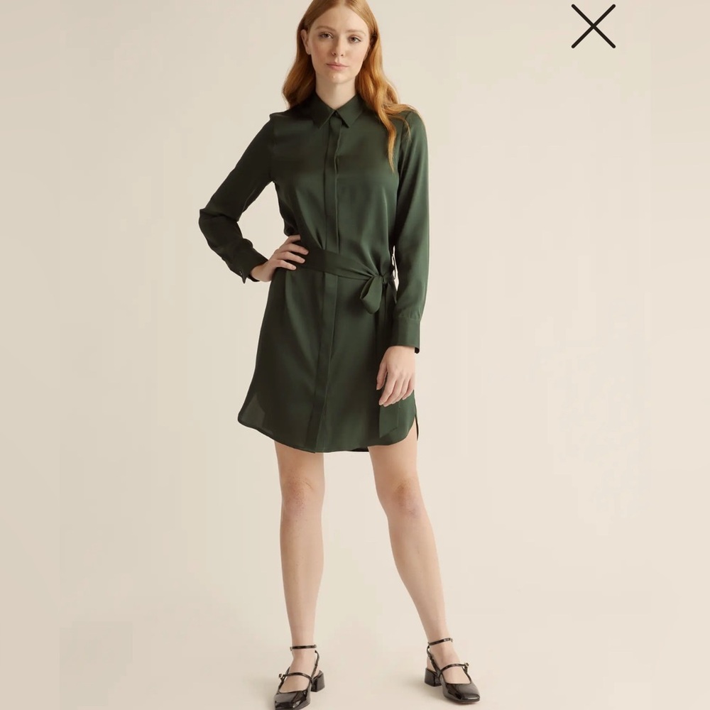 Washable Stretch Silk Shirt Dress - NWOT